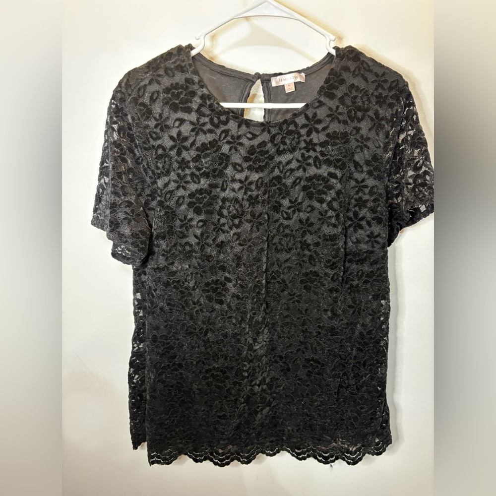 Black Floral Burnt Out Velvet Top